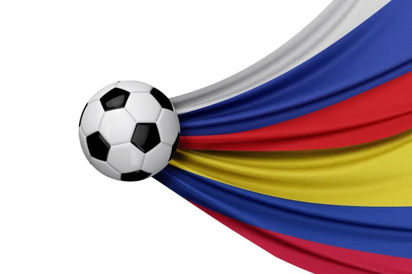 Russia and Colombia flag with a soccer ball. 3D Rendering — Stock Photo, Image