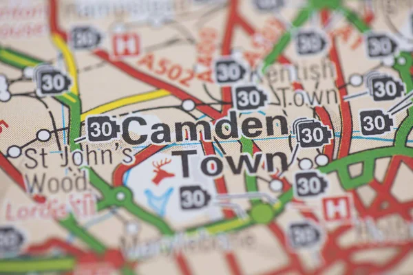 Camden Town location road map. Great Britain map. — Stock Photo, Image