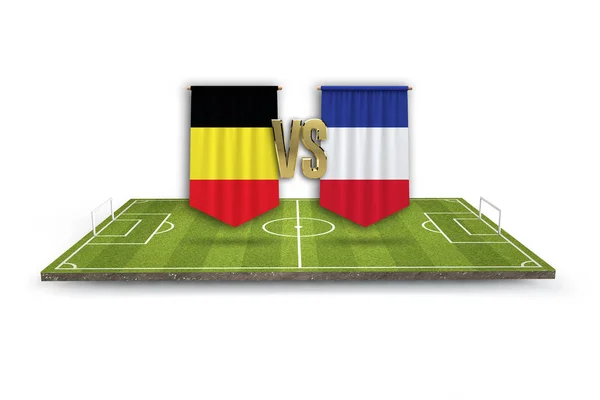 France versus Belgium soccer match. 3D Rendering