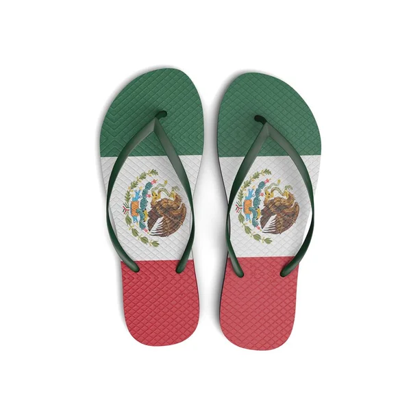 Meksykańskie sandały z klapkami na białym tle. 3d Renderyna — Zdjęcie stockowe