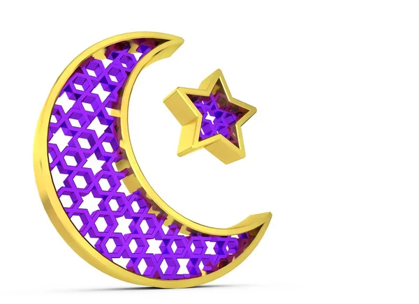 Ramadan Kareem luna e stella. Rendering 3D — Foto Stock