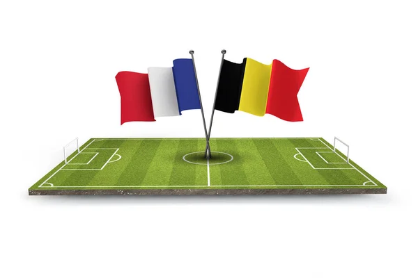 France versus Belgium soccer match. 3D Rendering