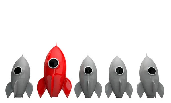 Raketruimteschip. Startup business launch concept. 3d Rendering — Stockfoto