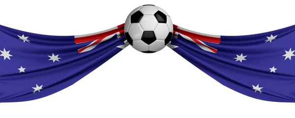 Le drapeau national de l'Australie avec un ballon de football. Supplément de football — Photo