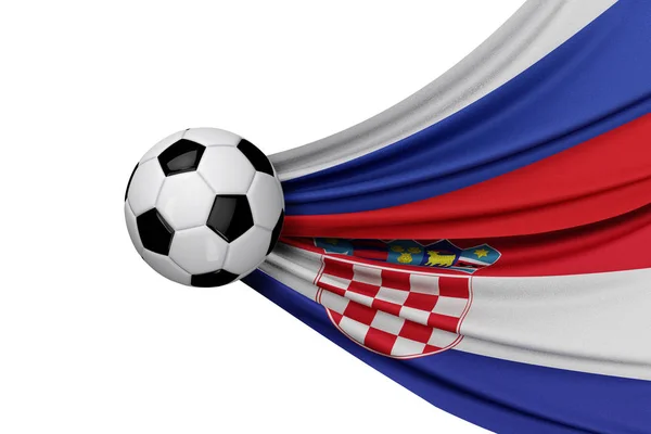 Bandera de Rusia y Croacia con una pelota de fútbol. Renderizado 3D —  Fotos de Stock