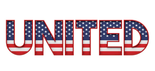 United stars and stripes flag font word. Rendering 3D — Foto Stock