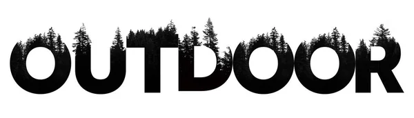 Parola esterna fatta da lettering albero selvaggio all'aperto — Foto Stock