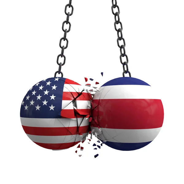 Relationship conflict between USA and Costa Rica. Trade deal con — Stock Photo, Image