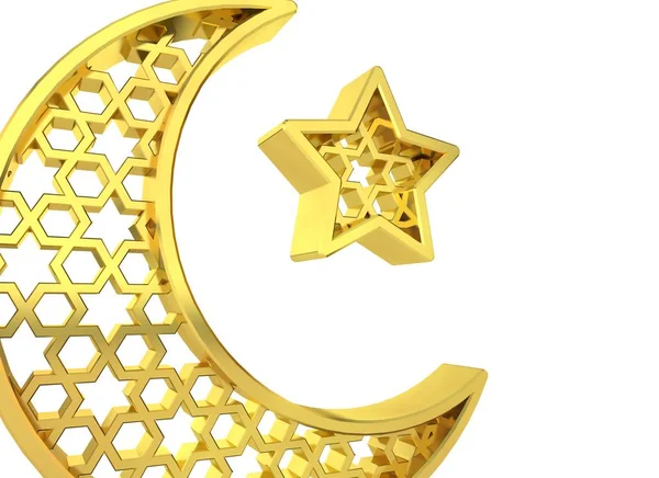 Ramadan Kareem Mond und Stern. 3D-Darstellung — Stockfoto