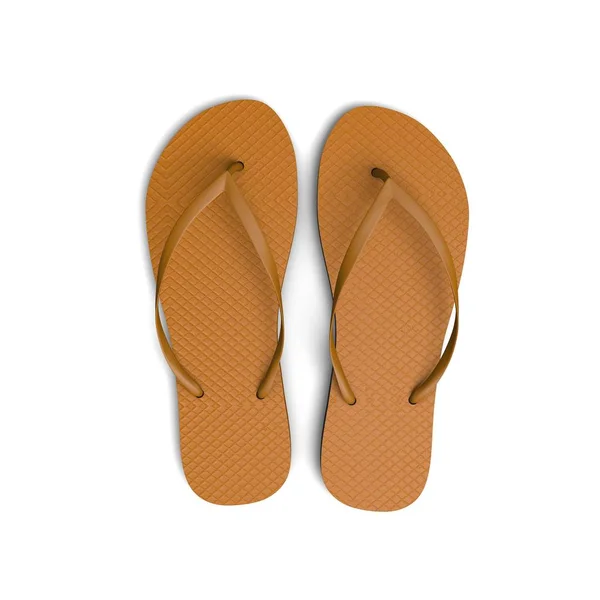 Orangefarbene Flip-Flop-Sandalen auf weißem Hintergrund. 3D-Darstellung — Stockfoto