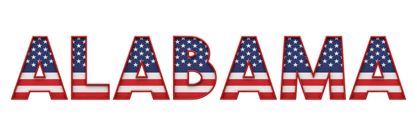 Alabama Usa State Made Starts Stripes Lettering Rendering — Stock Photo, Image