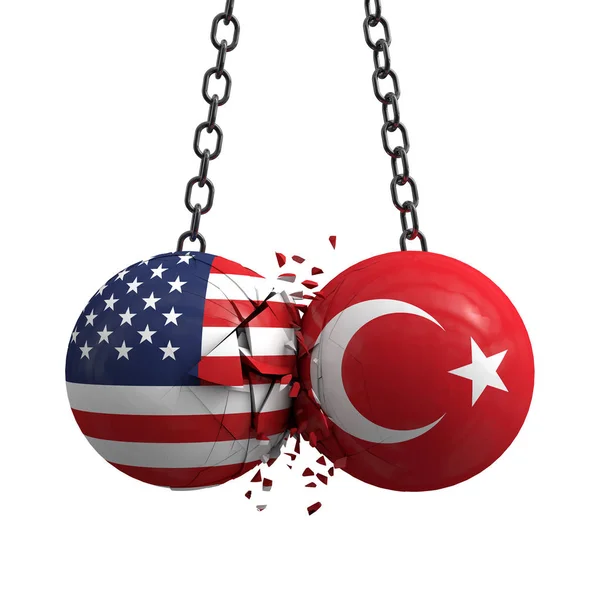 Konflik hubungan antara Amerika Serikat dan Turki. Konsep transaksi perdagangan — Stok Foto