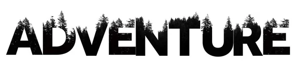 Kaland szó készült szabadtéri vadon fa tetején betűző — Stock Fotó