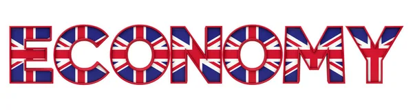 Economy word made from union jack flag lettering. 3D Rendering — Stock Photo, Image