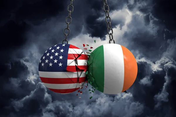 Conflicto de relaciones entre Estados Unidos e Irlanda. Acuerdo comercial concep — Foto de Stock