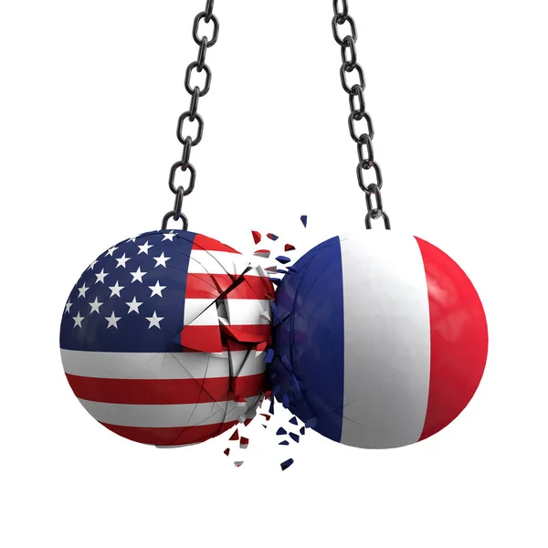 Conflit relationnel entre les USA et la France. Concept d'accord commercial — Photo