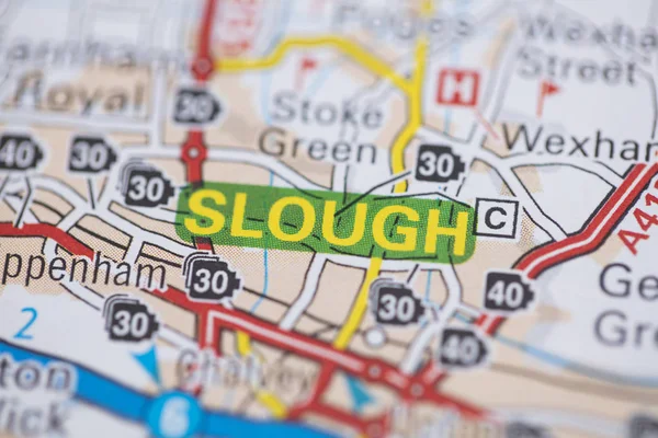 Slough location road map. Great Britain map. — Stock Photo, Image