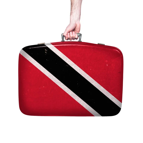 Trinidad Flag Vintage Leather Suitcase — Stock Photo, Image