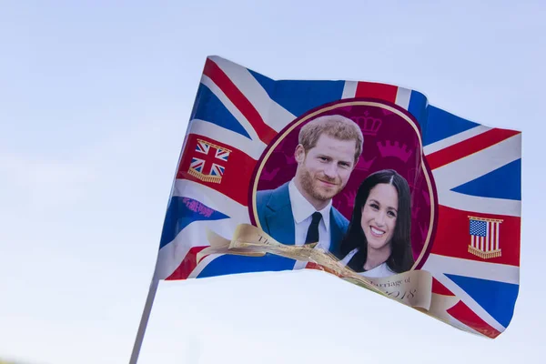 LONDON, Inggris - 14 Mei 2018: Bendera jack Union merayakan Roya — Stok Foto