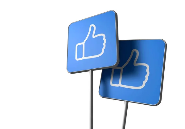 Thumbs up icon sign on a white background. 3D Rendering — Stock Photo, Image