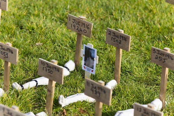 LONDON, UK - November 8th 2018: Shrouds of the somme exhibit in — Stock Photo, Image