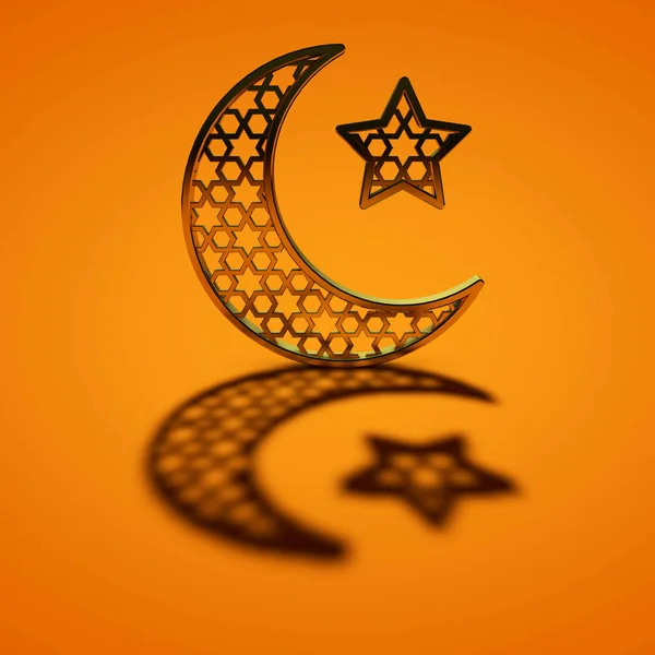 Ramadan Kareem bulan dan bintang. Perenderan 3D — Stok Foto