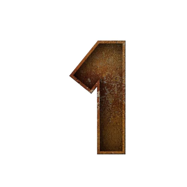 Número 1 grunge rusted font. Renderização 3D — Fotografia de Stock