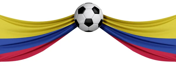 De nationale vlag van Colombia met een voetbal. Voetbal Suppo — Stockfoto