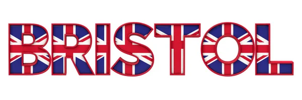 Bristol Palavra Cidade Feita Partir União Jack Bandeira Lettering Renderização — Fotografia de Stock