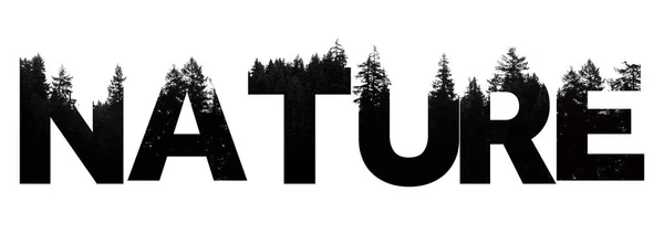 Naturwort aus Baumkrone-Schriftzug in der Wildnis — Stockfoto