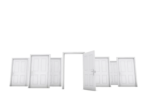 Offene Tür isoliert auf weißem Hintergrund. 3D-Darstellung — Stockfoto
