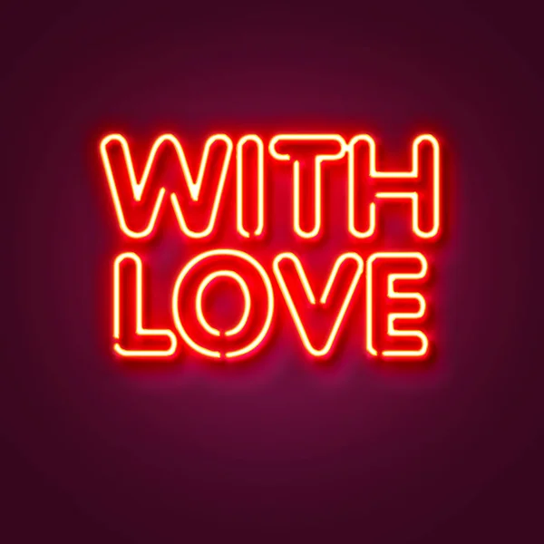 Love Neon Sign Purple Background Valentines Background Rendering — 图库照片