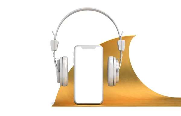 Modern çerçevesiz kulaklıklı akıllı telefon. 3d Hazırlama — Stok fotoğraf