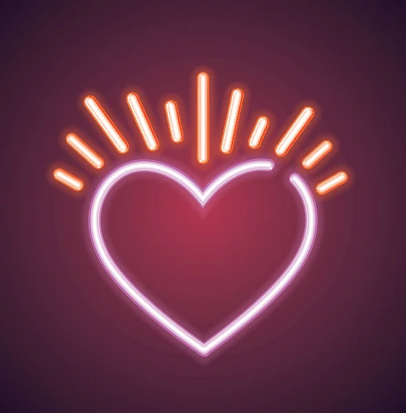 Valentine Neon Heart Vector Sign — Stock Photo, Image