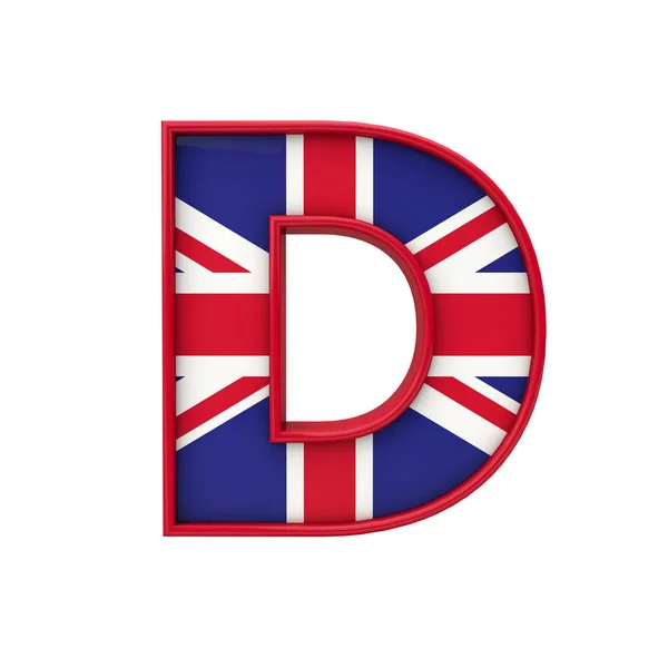 手紙Dユニオンジャックフォント 英国の国旗のレタリング 3Dレンダリング — ストック写真