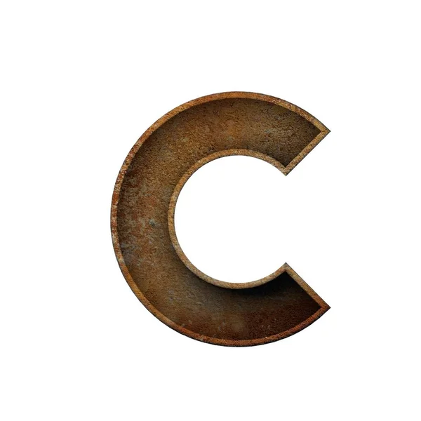 Letter C grunge rusted font. 3D Rendering — Stock Photo, Image