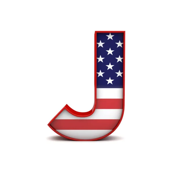 Brev J stjärnor och ränder amerikansk flagga bokstäver teckensnitt. 3d Ränta — Stockfoto
