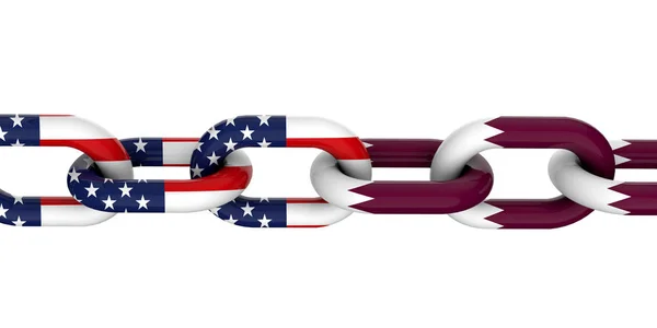 USA und Katar Beziehungskonzept. Nationalflaggen auf verbundenen Cha — Stockfoto