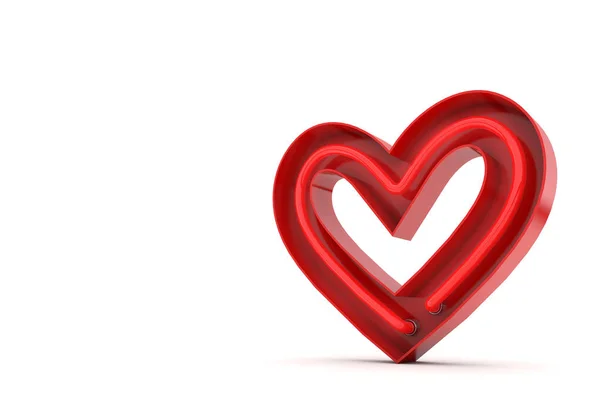 Сердце Красного Неона Валентина. 3D рендеринг — стоковое фото