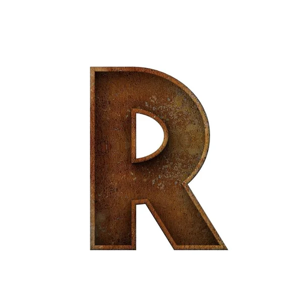 Fonte Letter R grunge rouillé. Rendu 3D — Photo