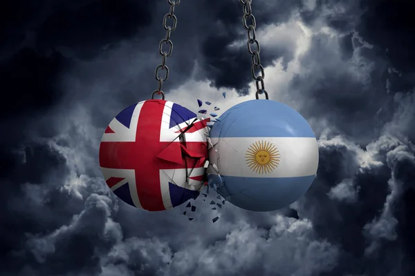 Політичні м "ячі Об" єднаного Королівства та Аргентини врізаються в ейк. — стокове фото
