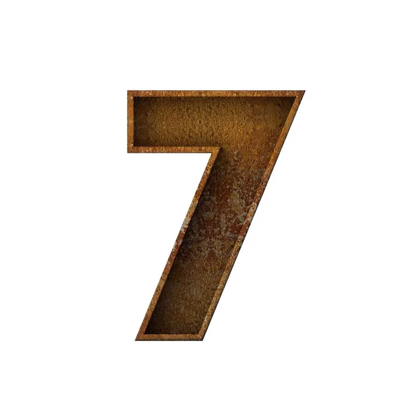 Número 7 grunge rusted font. Renderização 3D — Fotografia de Stock