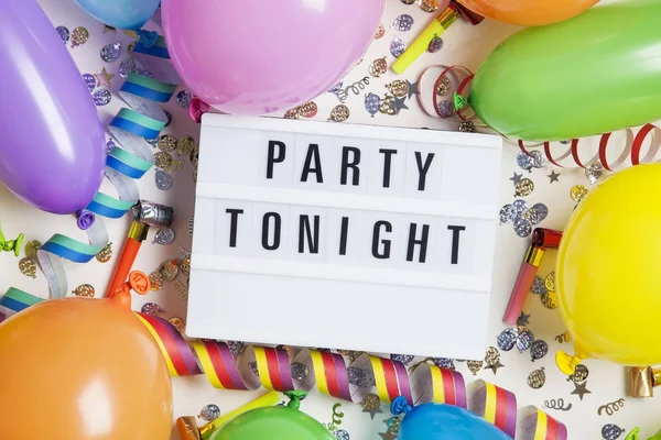 Party celebration background with party tonight message on a lig — Stock Photo, Image