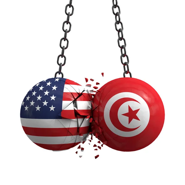 Relationship conflict between USA and Tunisia. Trade deal concep — Stock Photo, Image