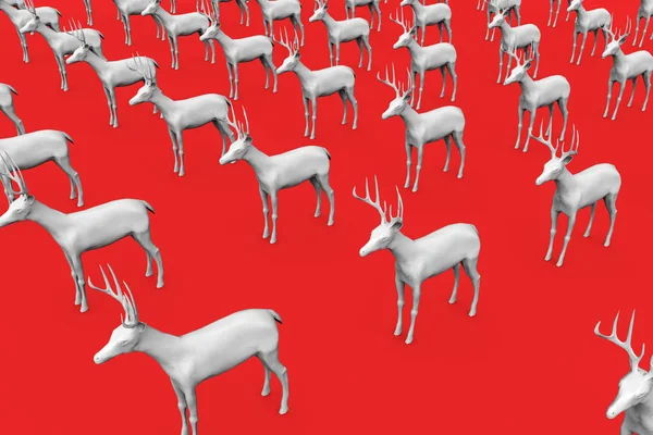 Festive Christmas Reindeer Red Background Rendering — 图库照片