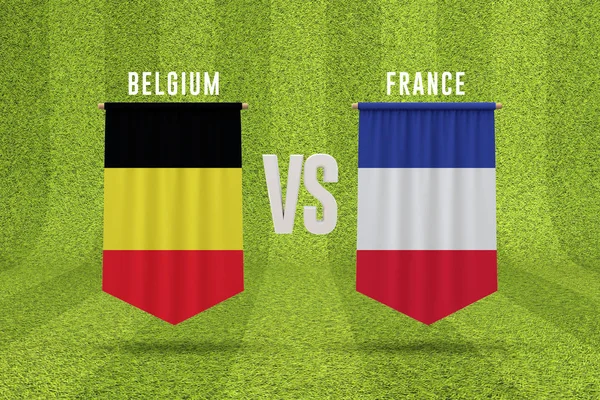 Belgium versus France soccer semi final match. 3D Rendering