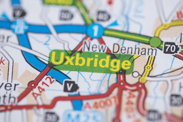 Uxbridge location road map. Great Britain map. — Stock Photo, Image