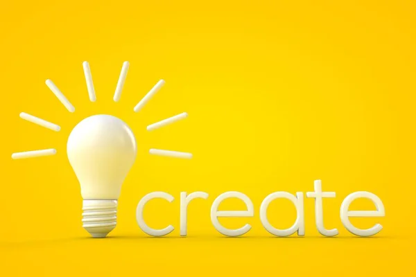 White lightbulb against a yellow background, creative idea conce — Stock Photo, Image