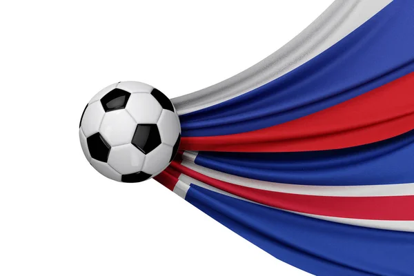 Russia and Iceland flag with a soccer ball. 3D Rendering — Stock Photo, Image