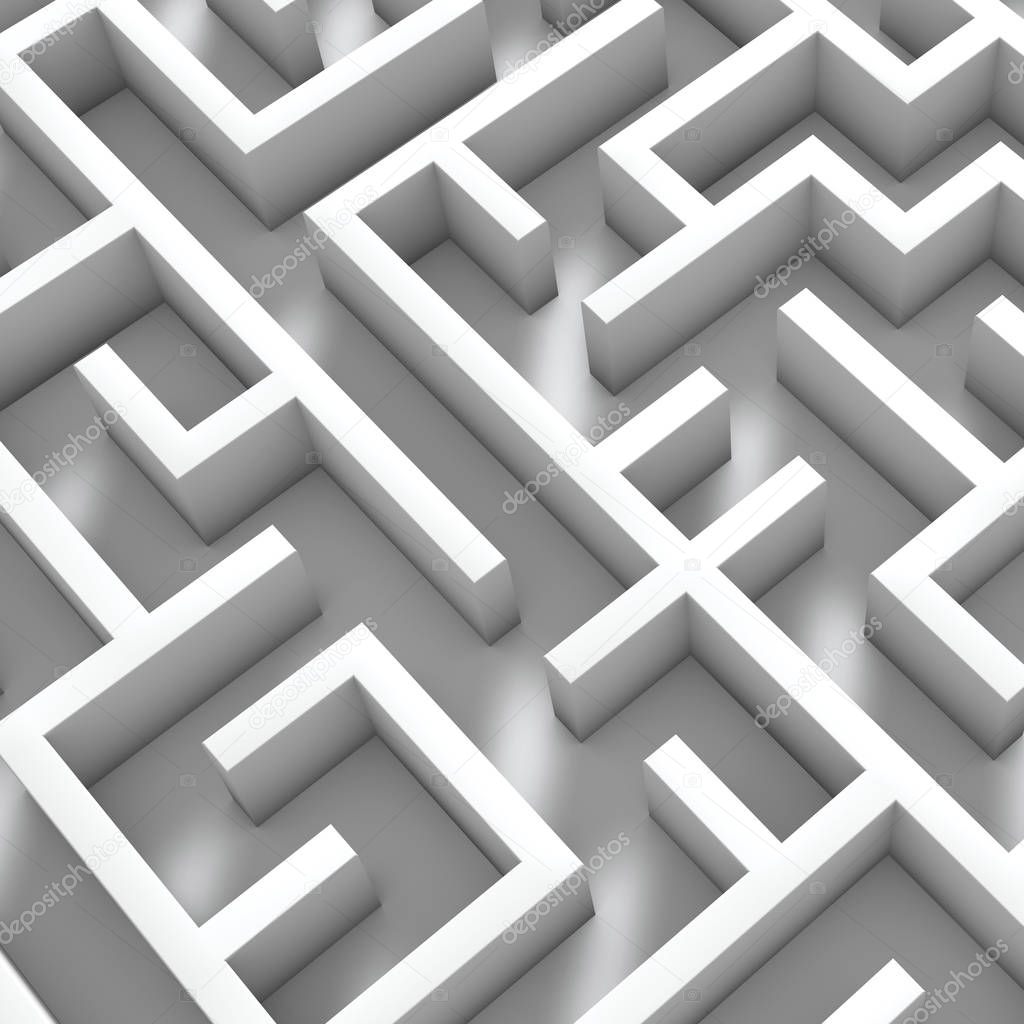 Complex maze structure. Business problems and solution concept. 